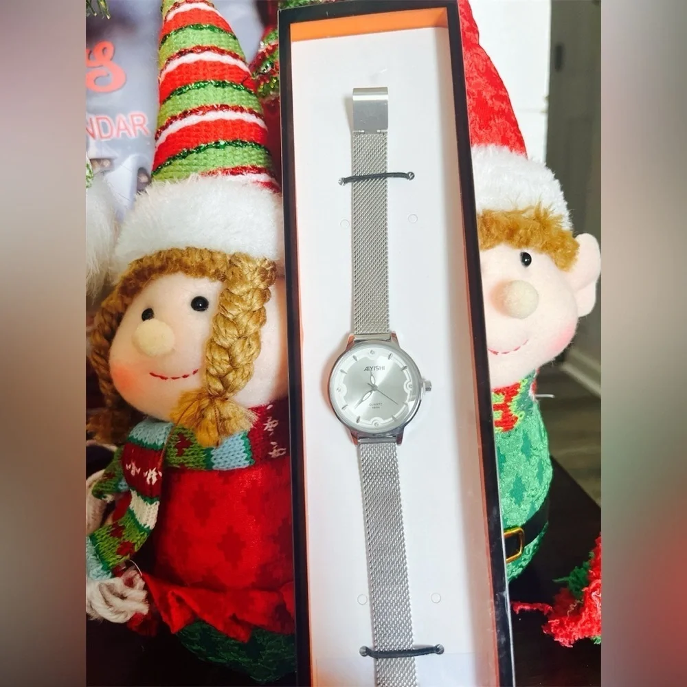 Aiyishi Silver Diamond Luxury Watch Mother-of-Pearls Accents Giftable NEW In Box